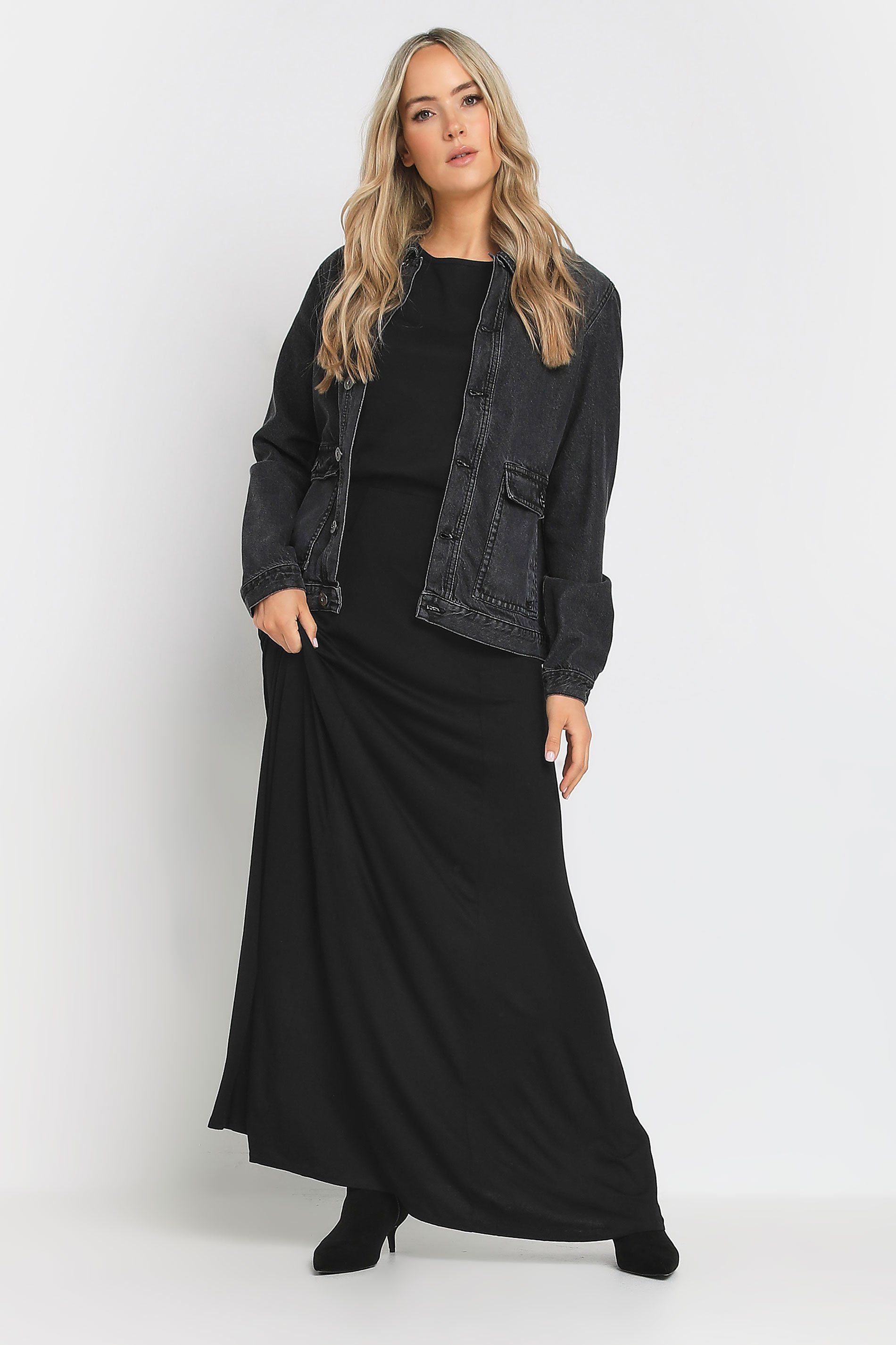 Long Tall Sally Women's Tall Fit & Flare Maxi Skirt in Black