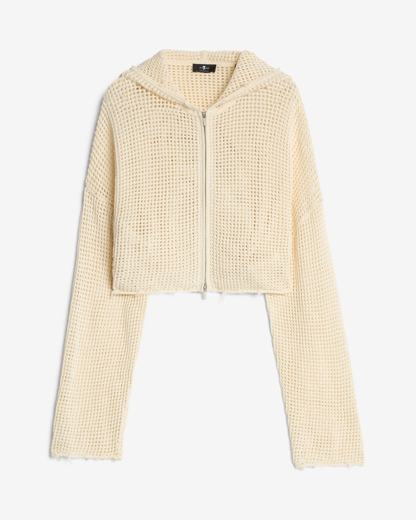 Cropped Open Knit Hoodie in Solitary Star