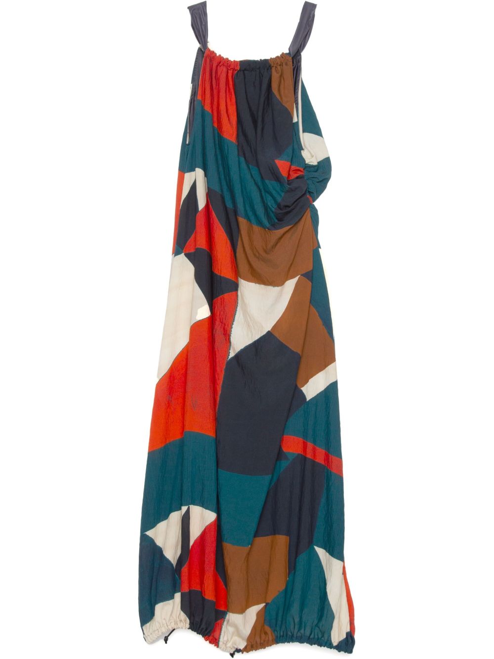 Geometric-print midi dress - Blue