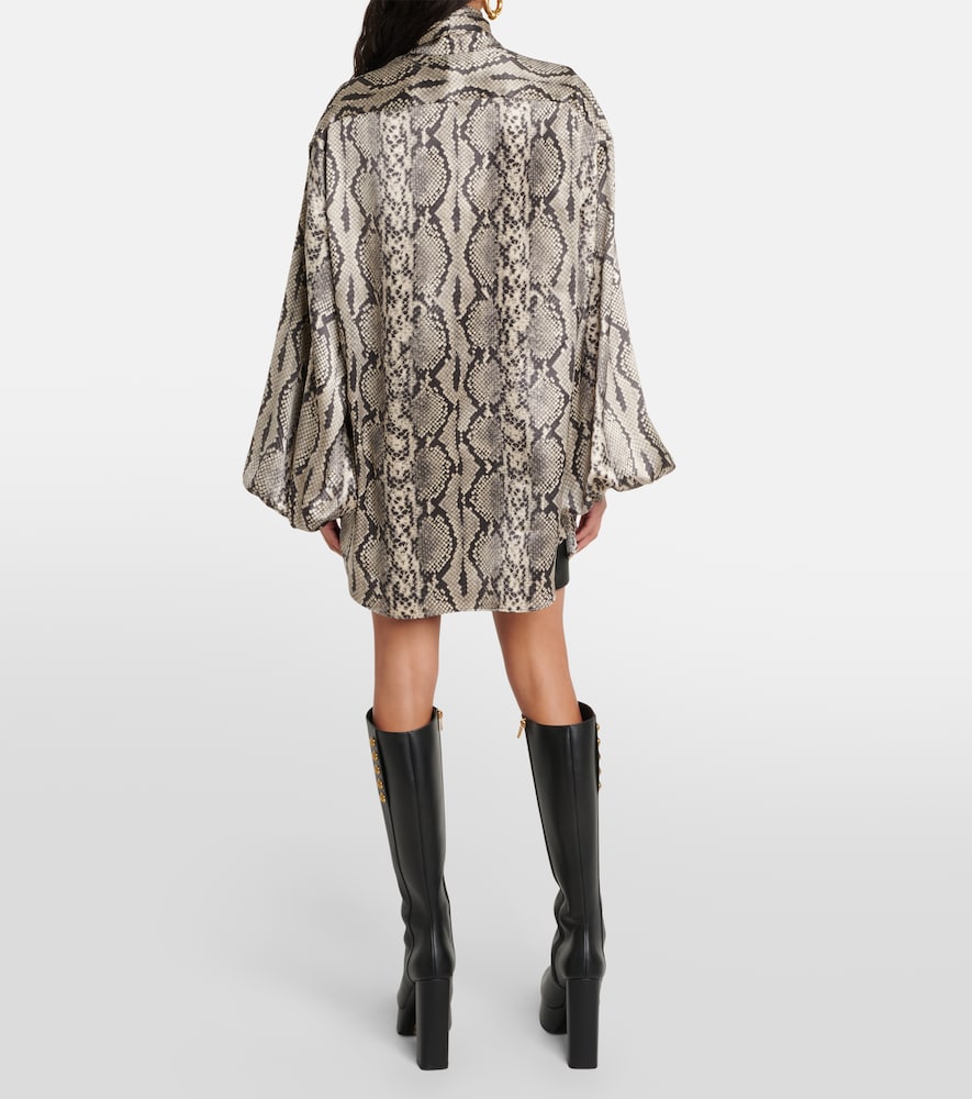 Balmain Snake-print tie-detail silk blouse
