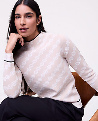 Ann Taylor Geo Mock Neck Sweater