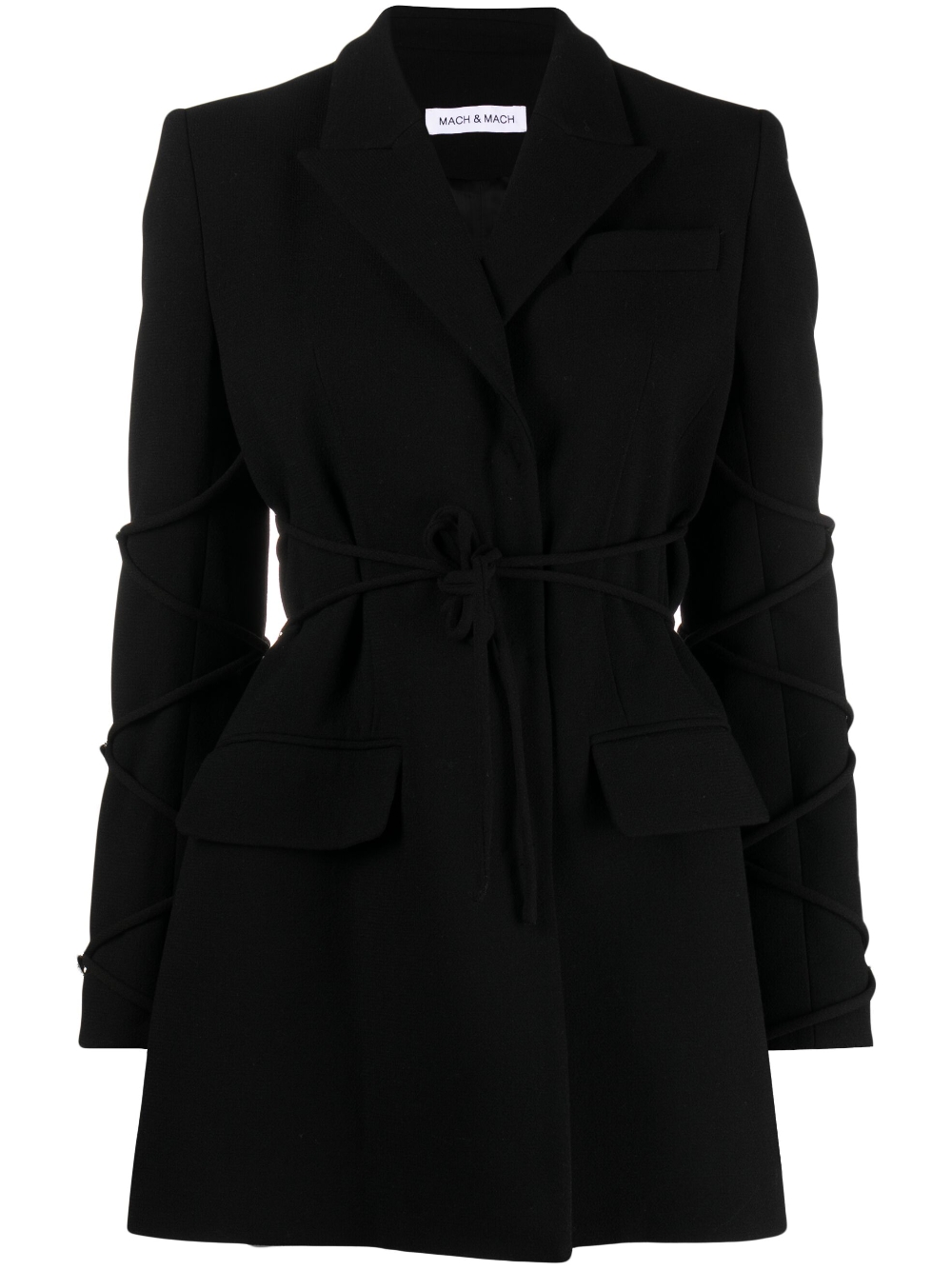 Crystal-embellished belted blazer dress - Black