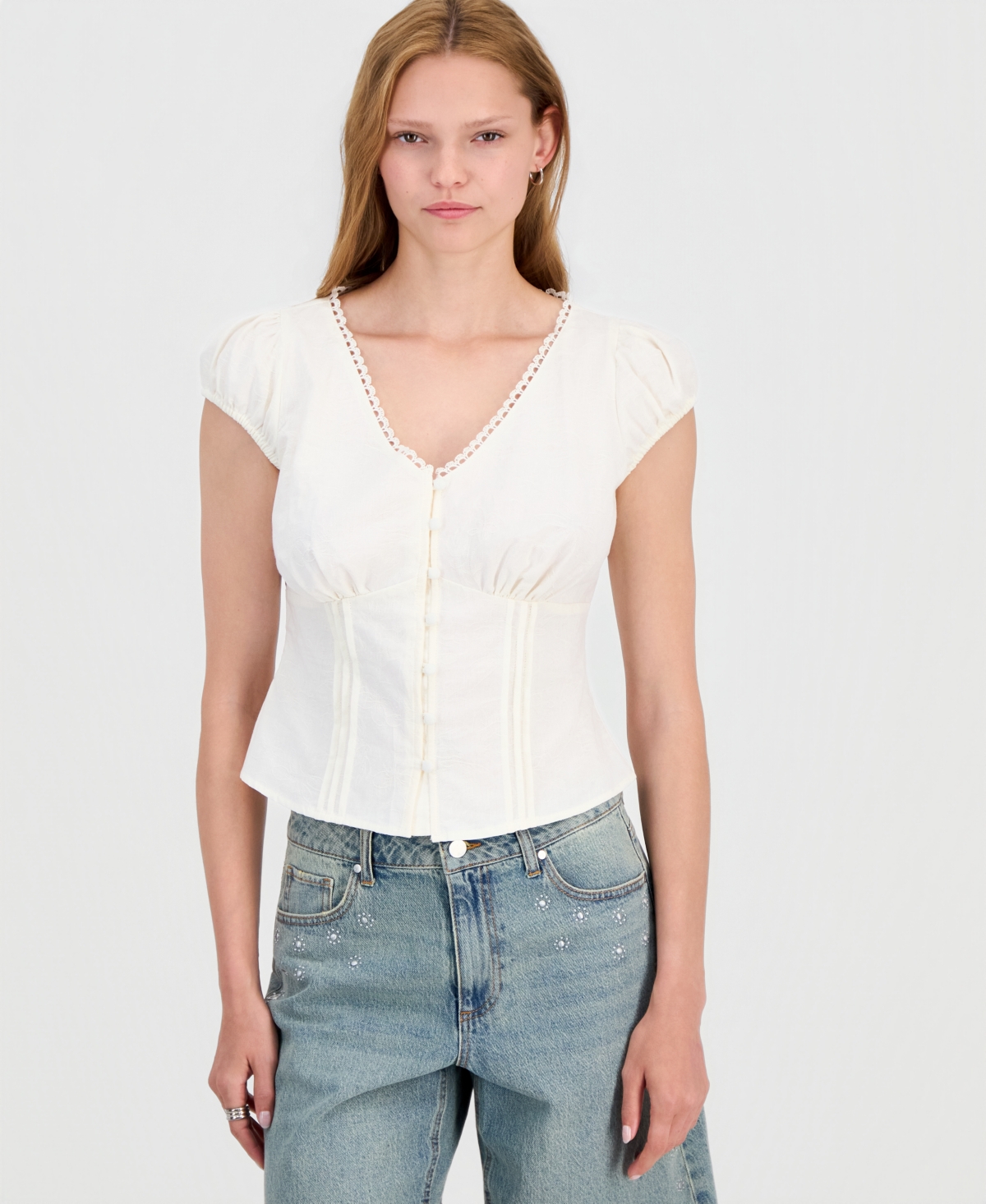 Women's Femme Cap-Sleeve Blouse, Macy's Exclusive - Ivory