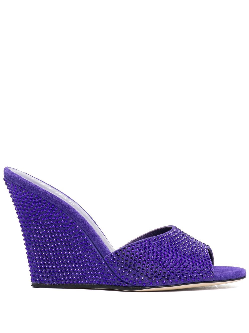Crystal-embellished 95mm wedge mules - Purple