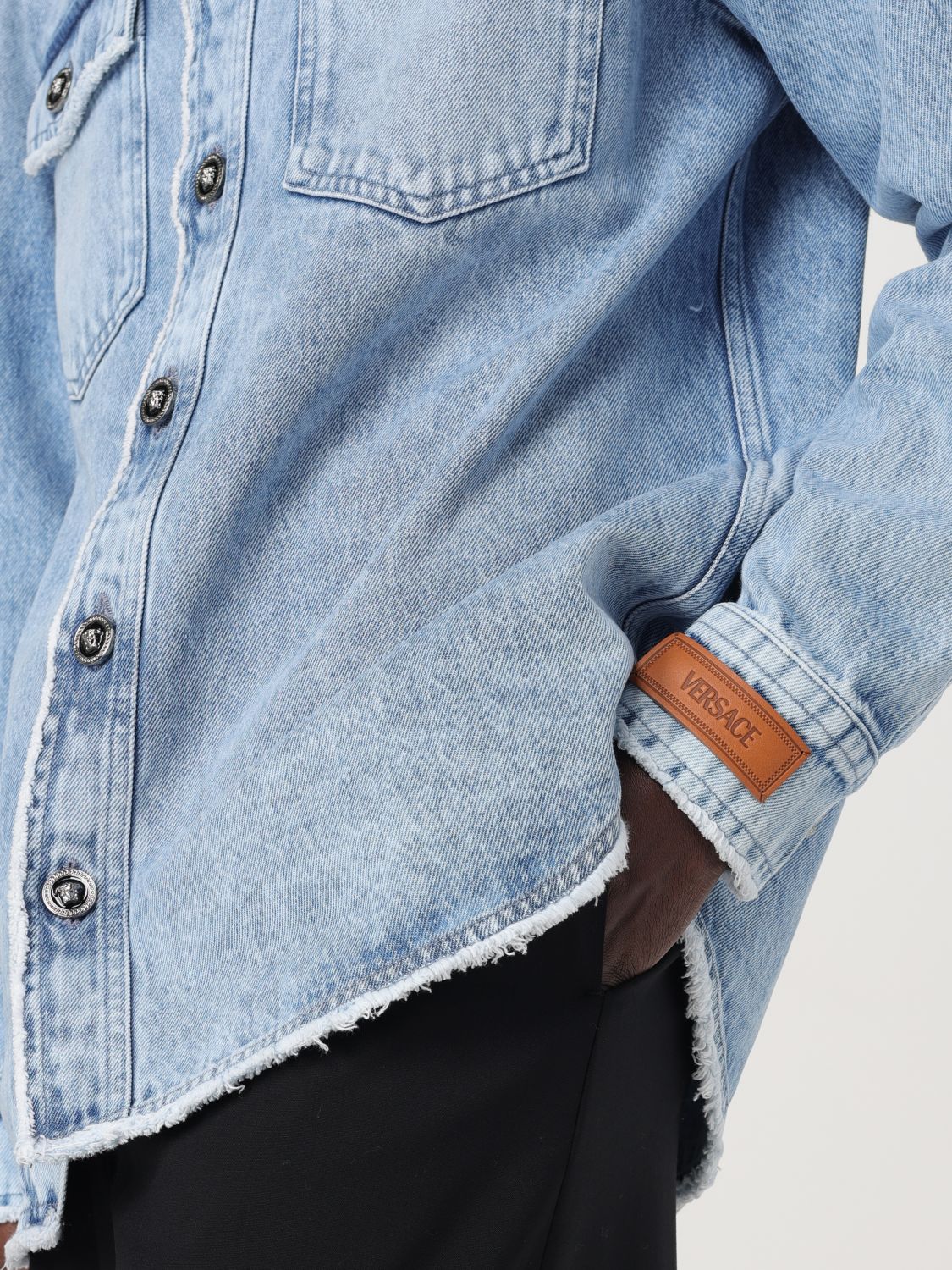 Frayed denim overshirt - Blue