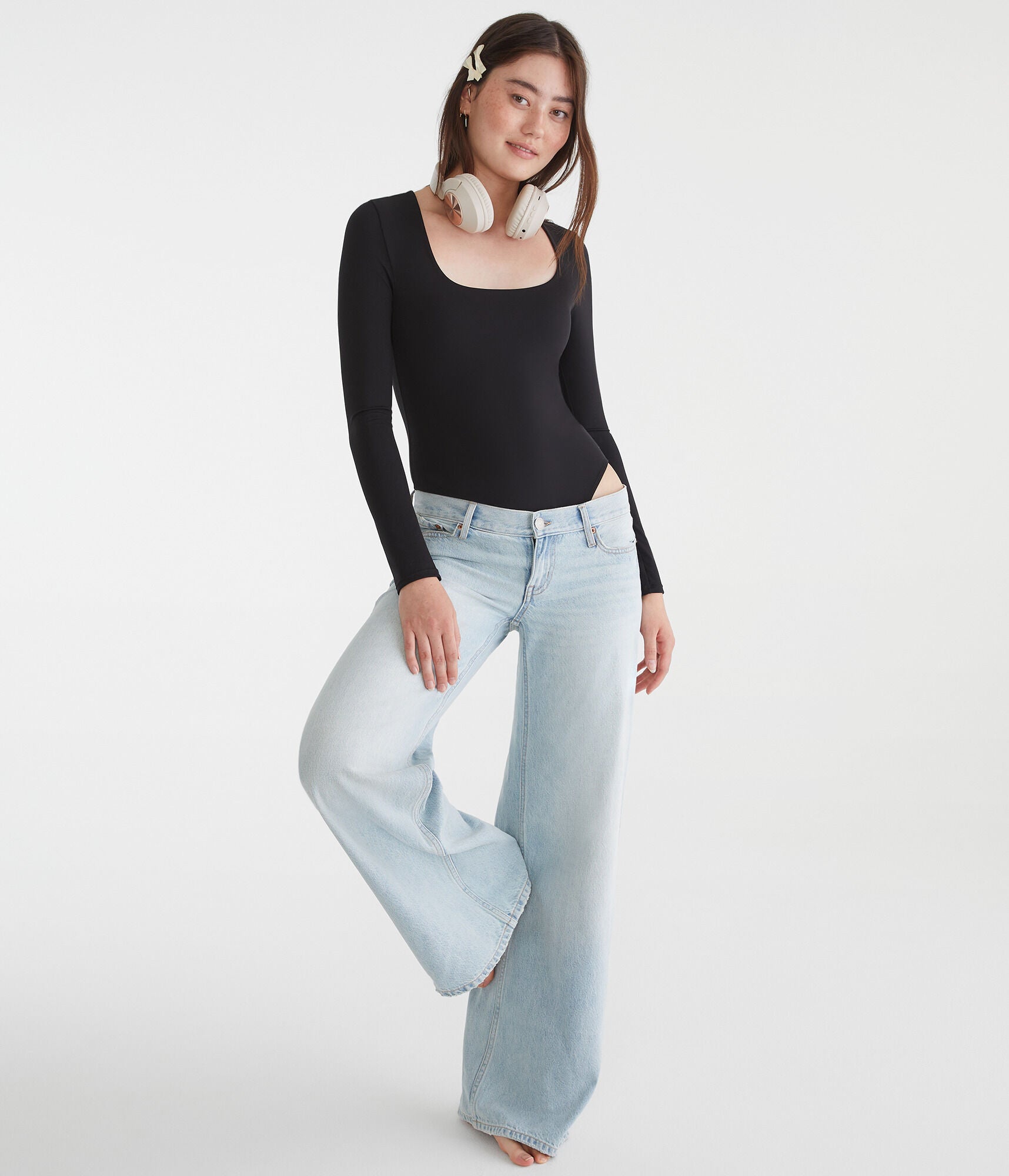 Long Sleeve Buttery Soft Square-Neck Bodysuit