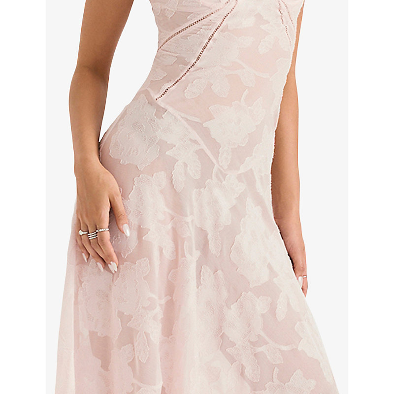 Womens Soft Pink Seren Lace-up Lace Maxi Dress
