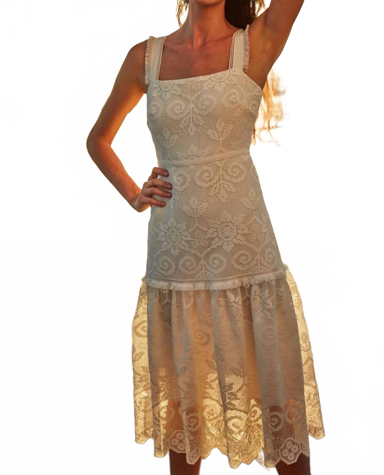 Mona Crochet Lace Dress In Cream