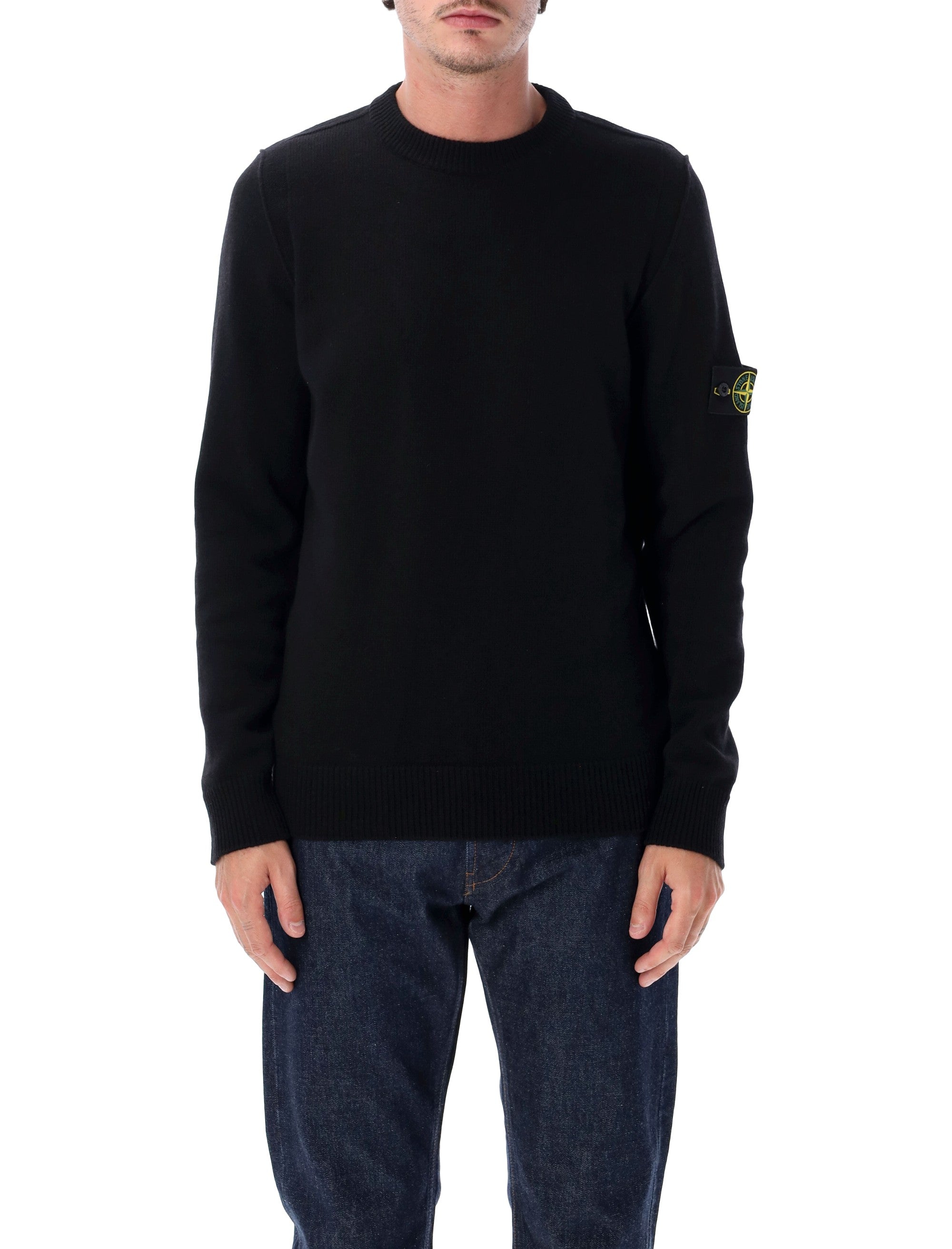 Mini? Wool-Blend Crewneck Sweater with Badge Detail and Raised Seams