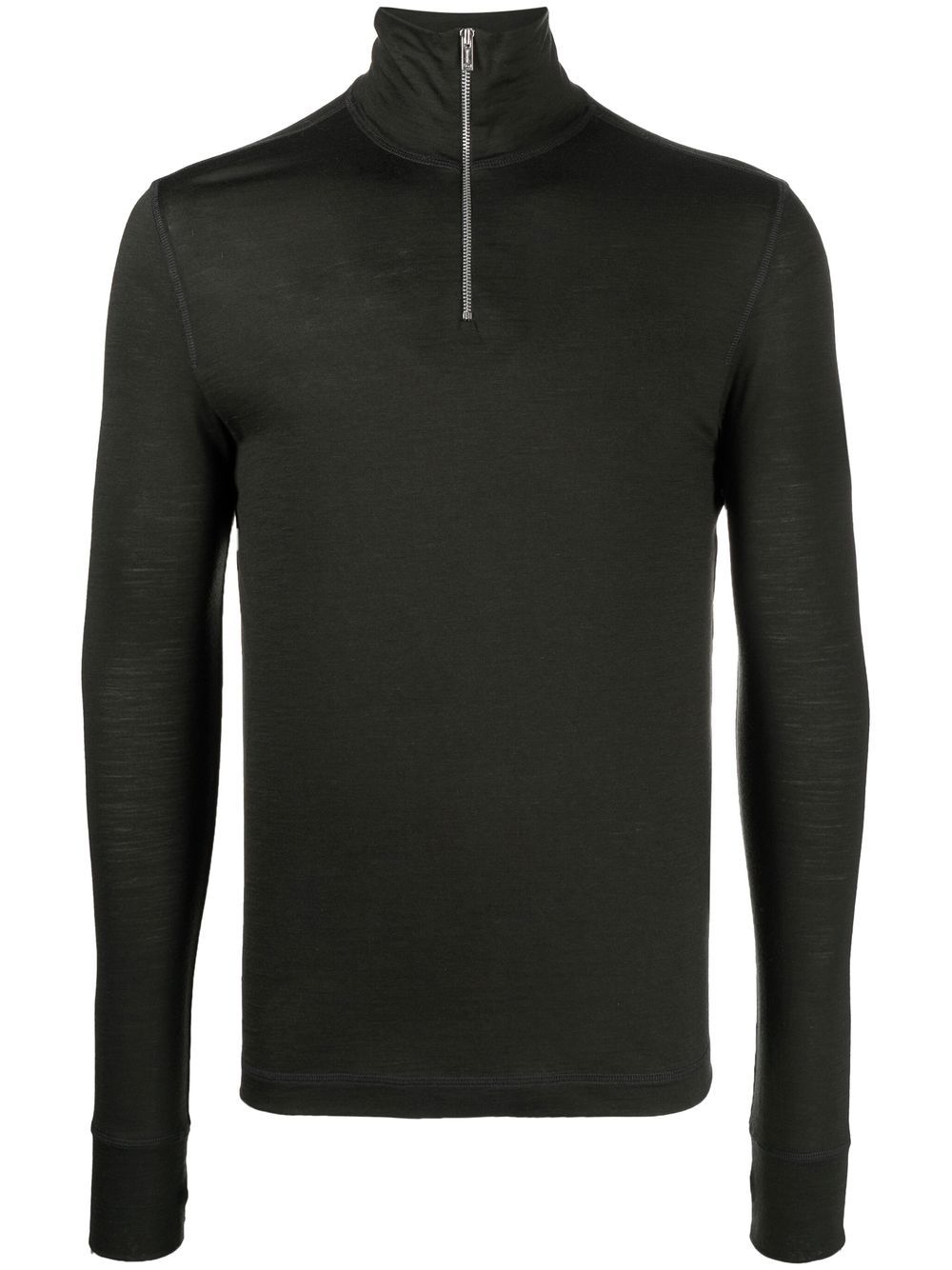 High-neck wool top - Green