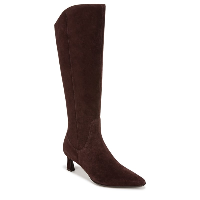 Deesha Extra Wide Calf Knee High Boots, Mahogany Suede Leather