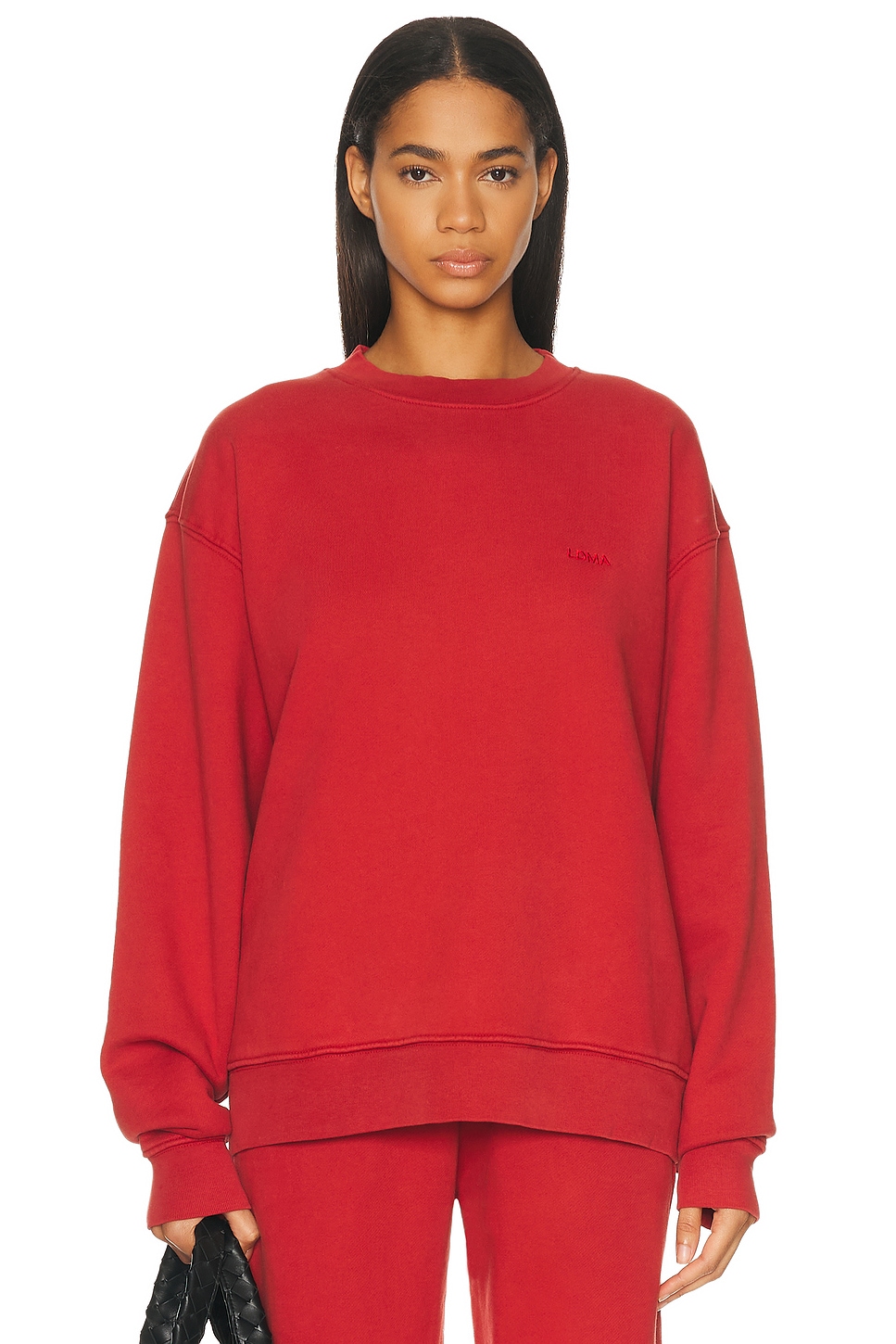 LDMA for FWRD Heritage Crewneck Sweatshirt in Poppy - Red. L also in M