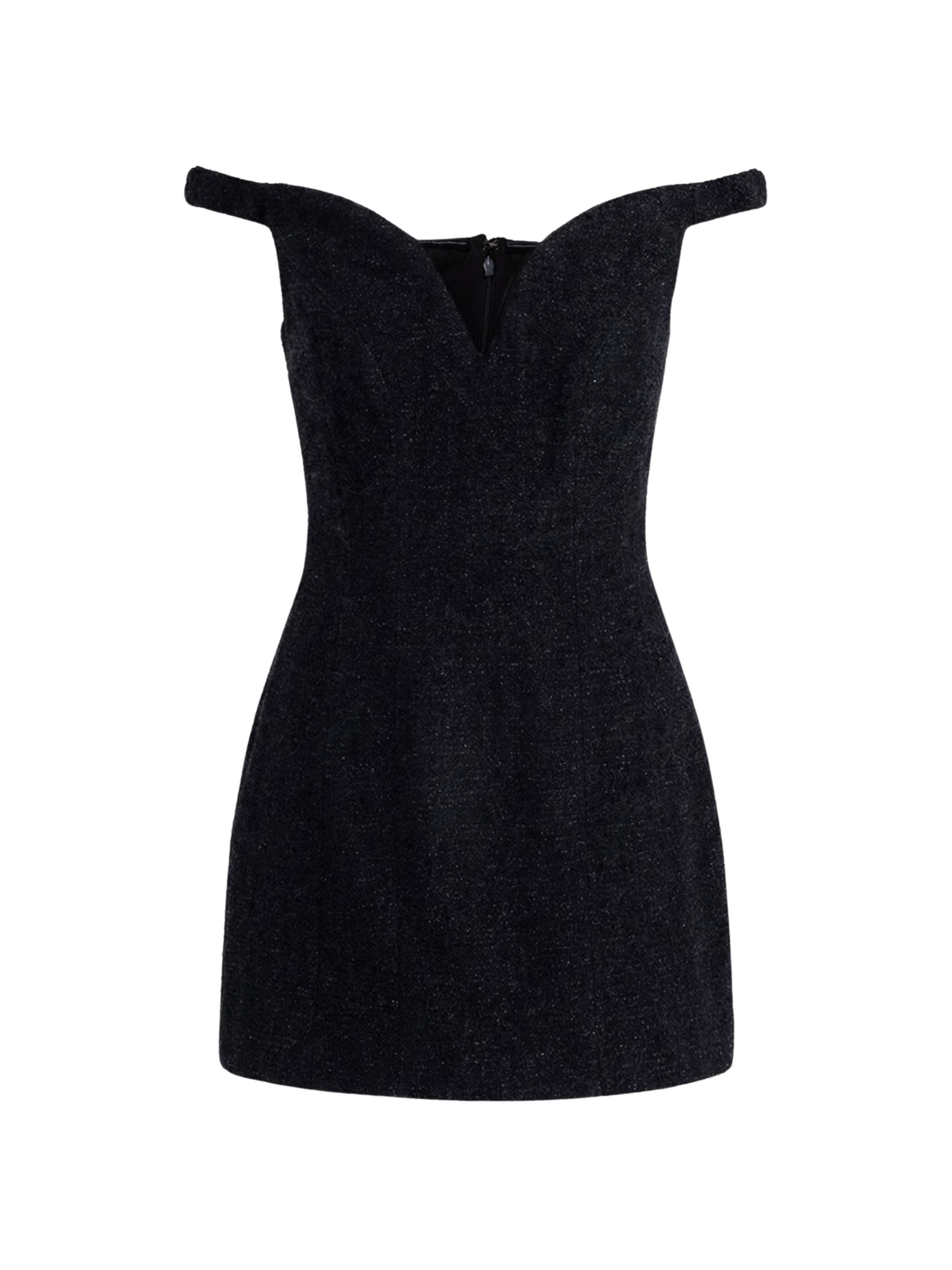 SELF PORTRAIT Boucle Contrast Collar Mini Dress