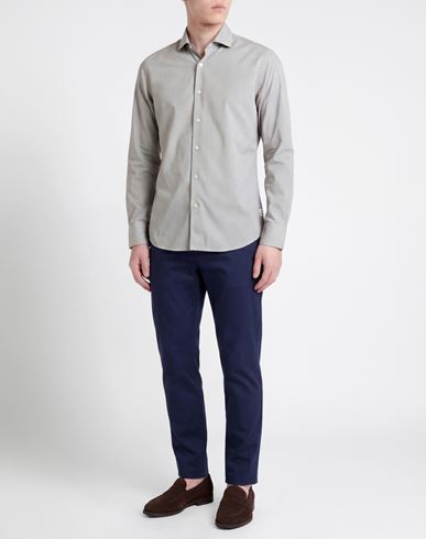 Man Shirt Light grey Size 17 Cotton