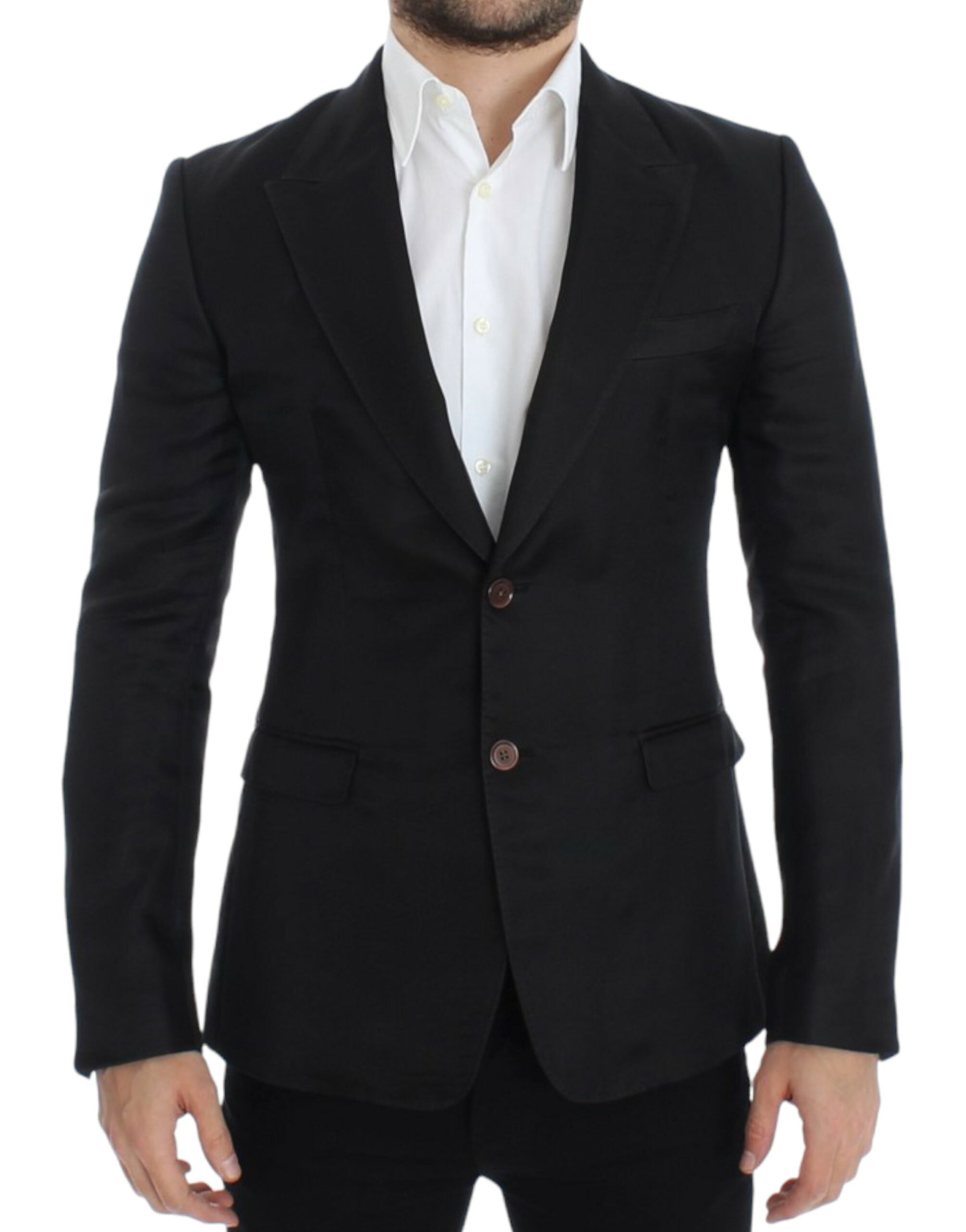 Silk-Linen Blend Slim Fit Blazer — Black