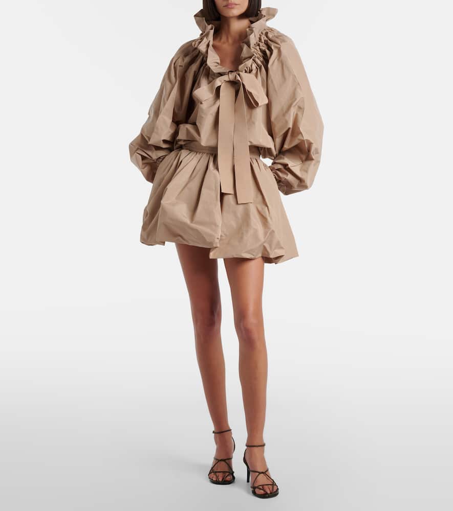Gathered faille miniskirt
