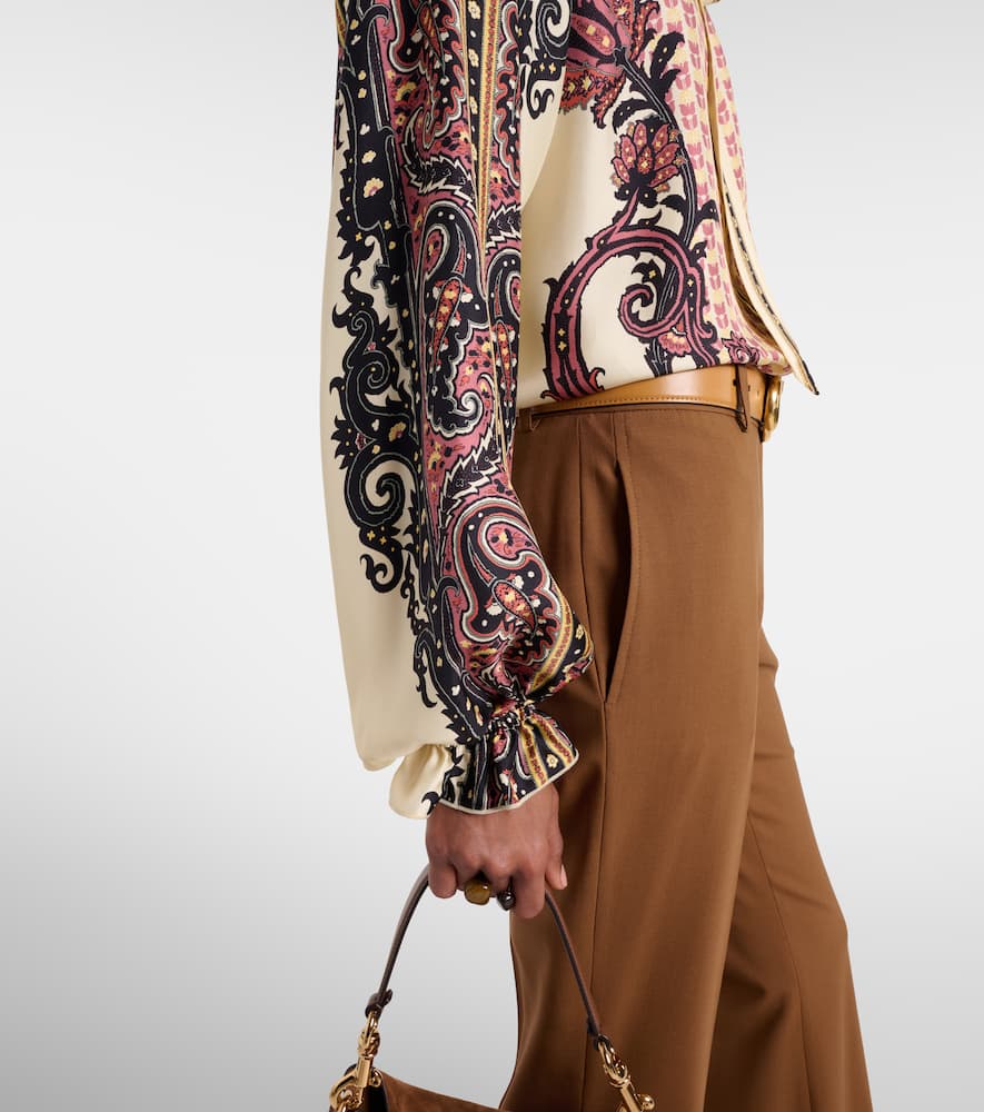 Printed silk twill blouse