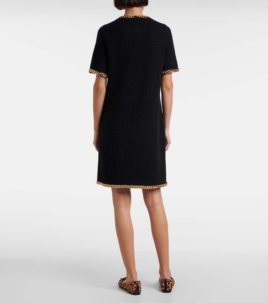 Chain-detail waffle-knit minidress