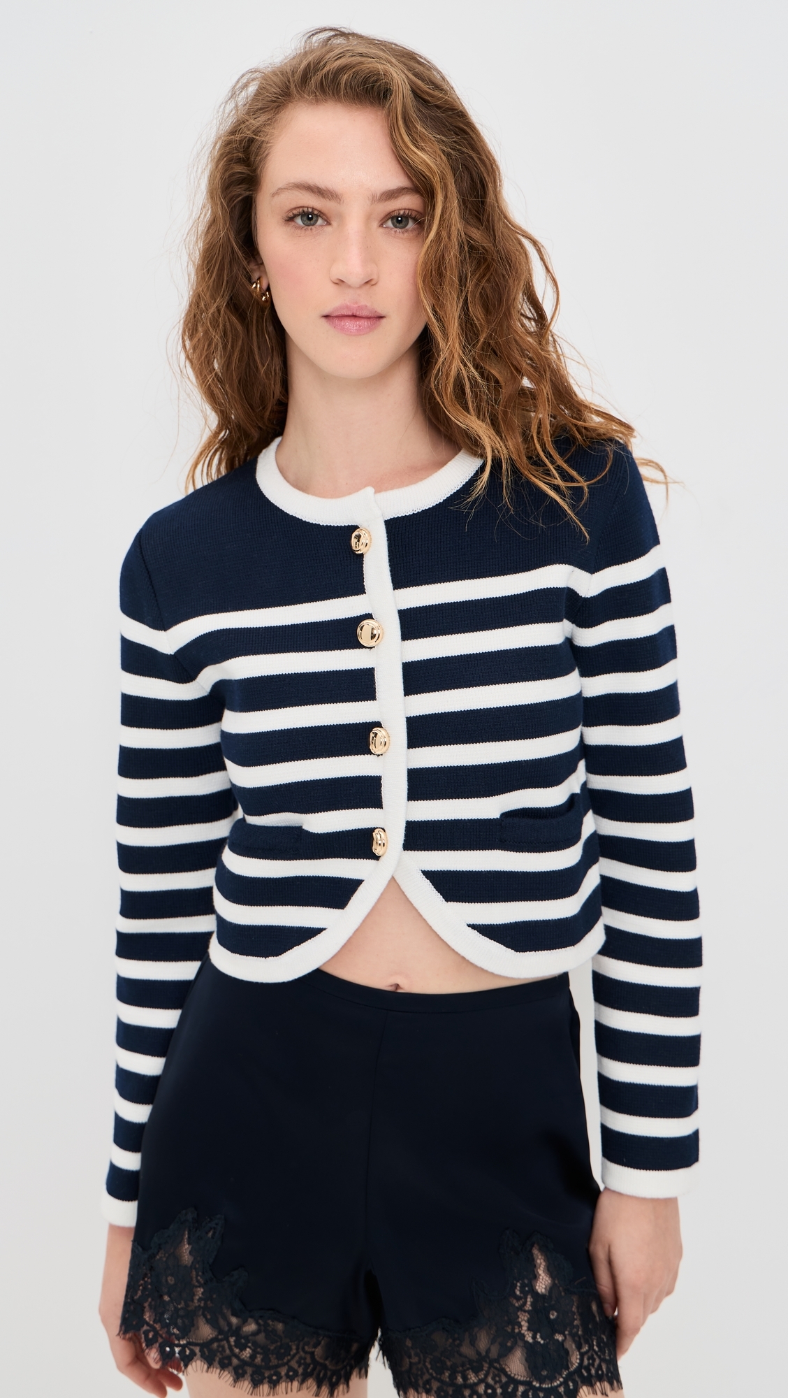 Stripe Cardigan Navy/Off White
