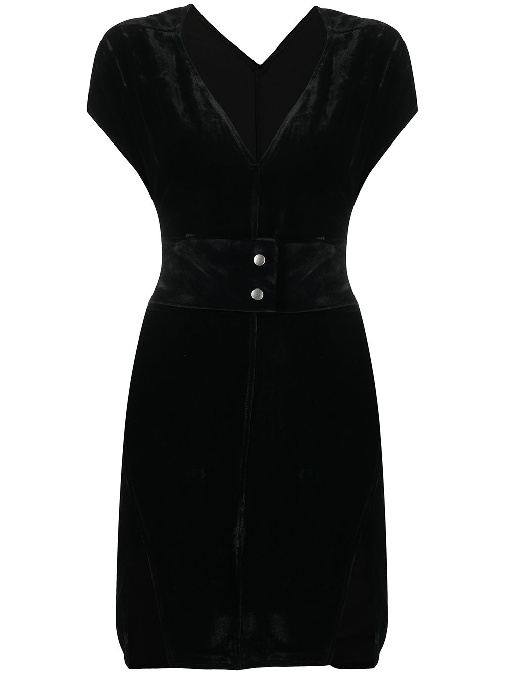 Velvet v-neck short dress - Black