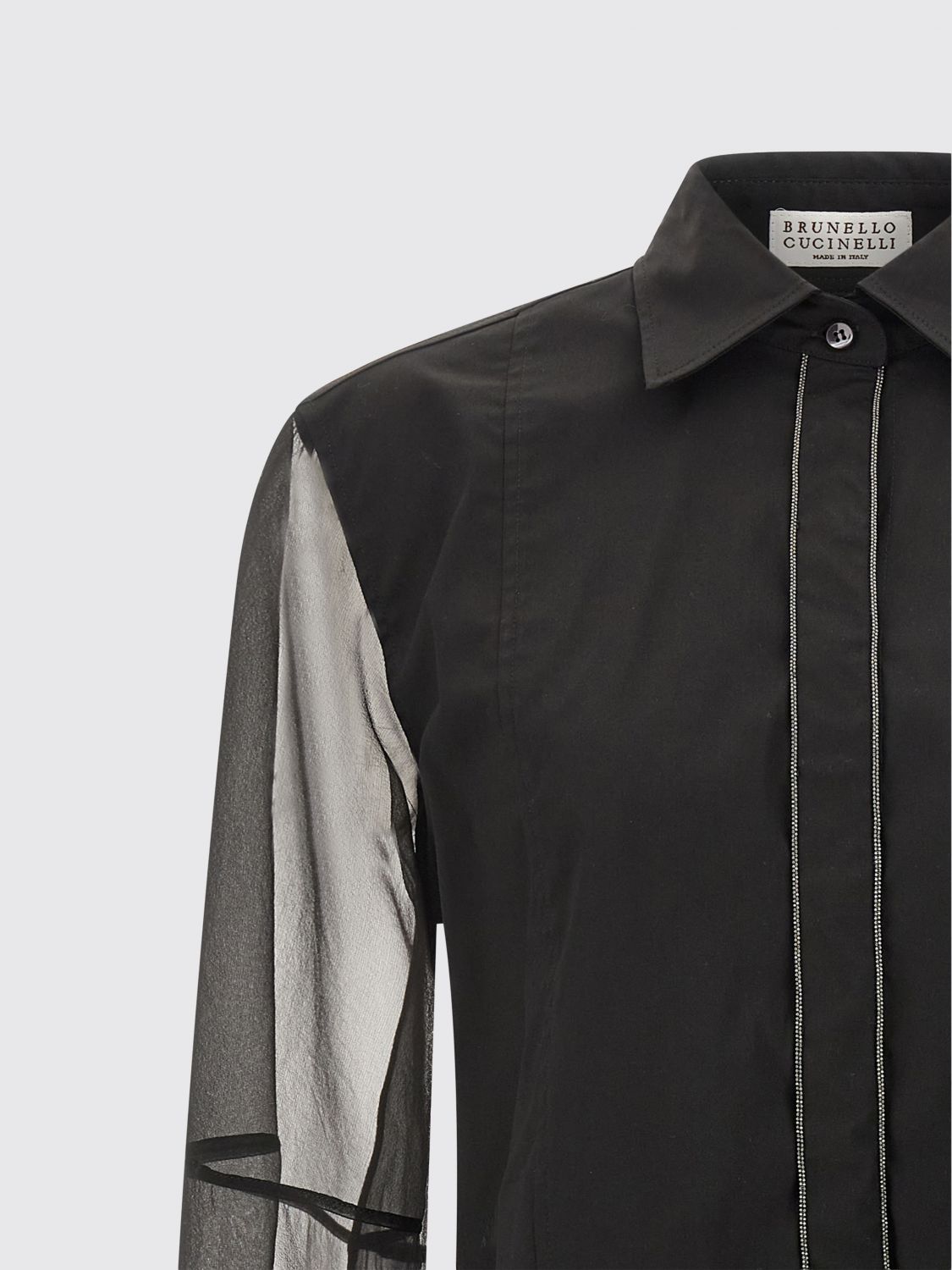 Semi-sheer button-up shirt - Black