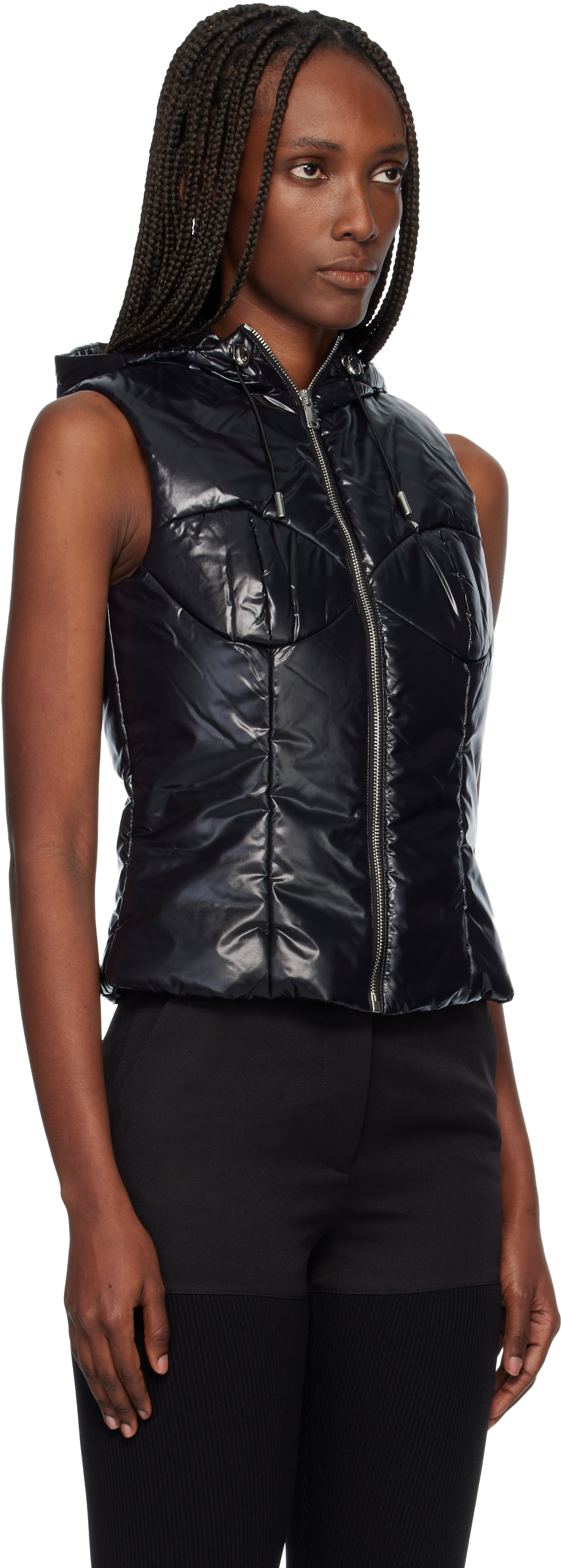 Black Hooded Puffer Vest