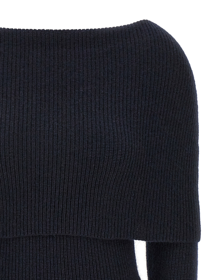 -Soft Neckline Sweater Maglioni Blu-Donna
