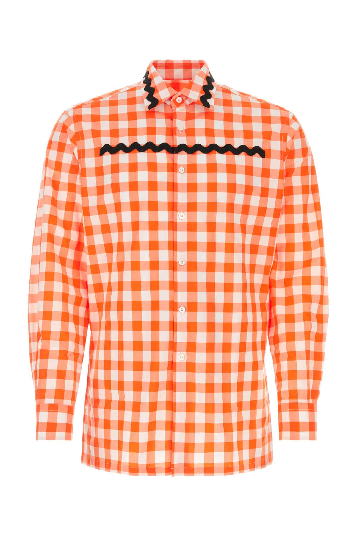 Embroidered Poplin Shirt — Orange