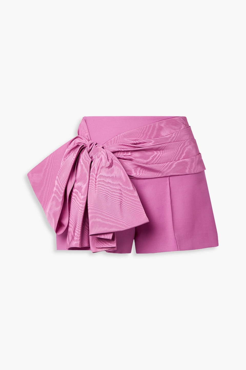 Bow-embellished wool and mohair blend moire shorts - Purple - US 0