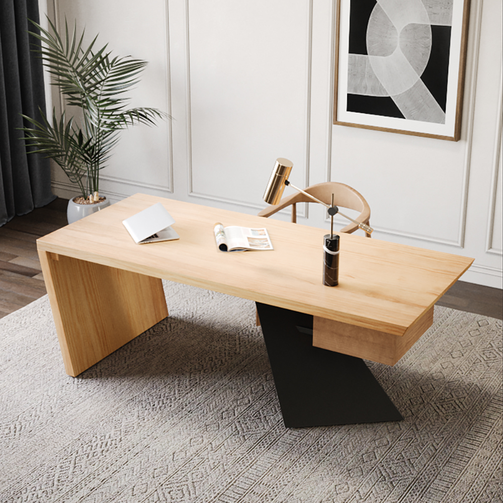 Cabstract Executive Office Desk with One Floating Drawer Vintage Distressed Office Furniture