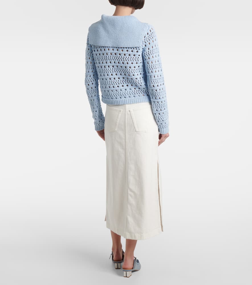 Ganni Open-knit cotton-blend cardigan