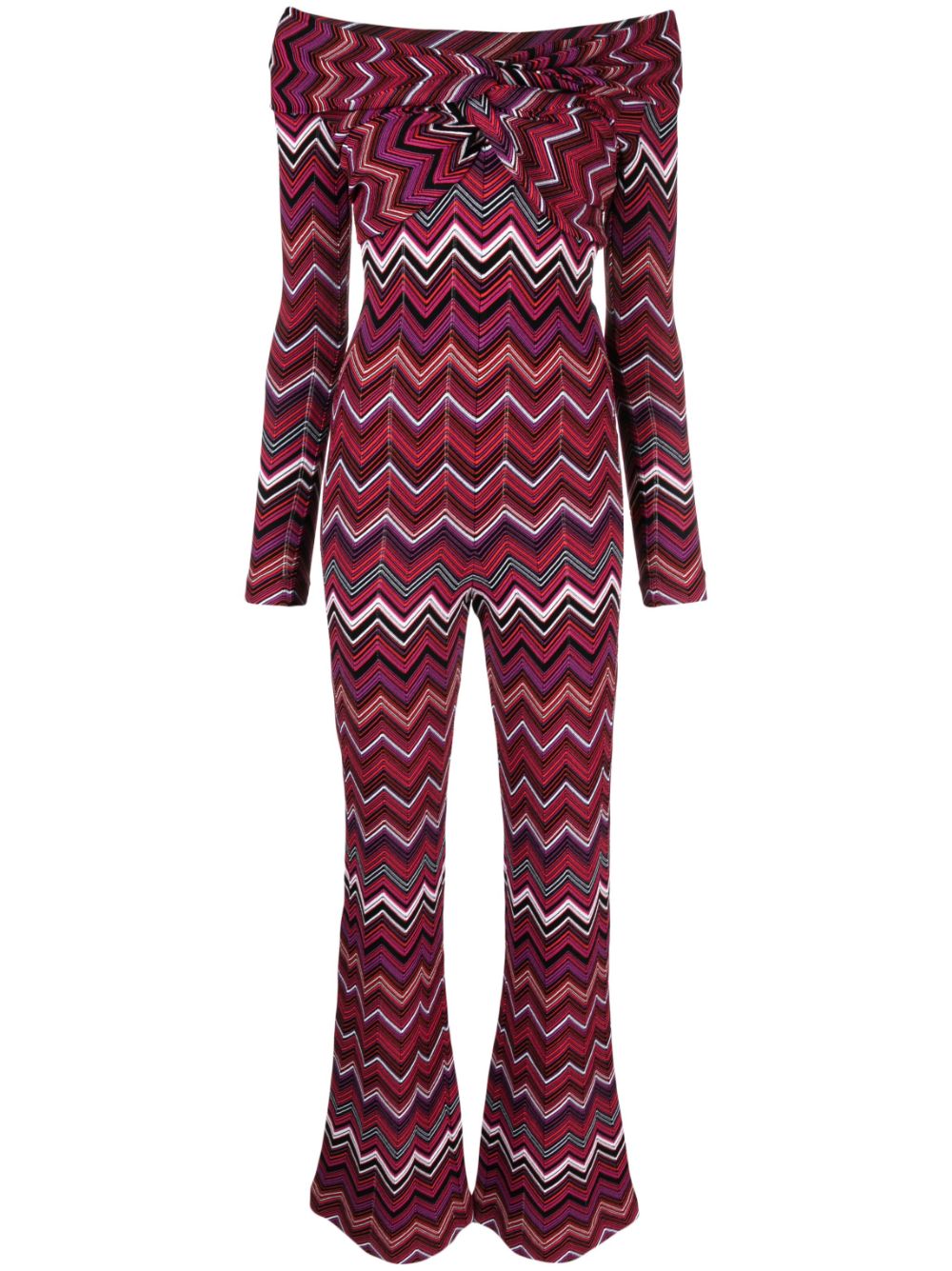 Zigzag woven knitted jumpsuit - Purple