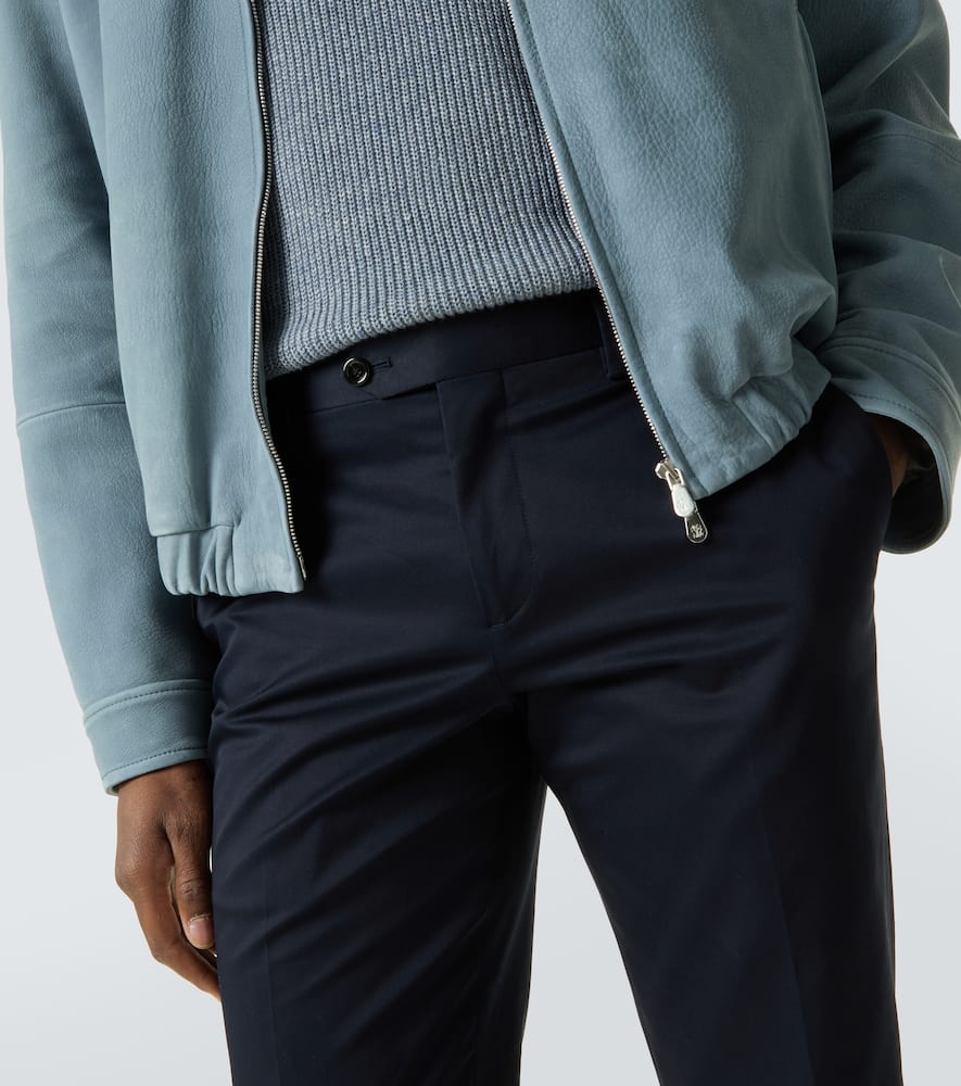Mid-rise cotton slim pants