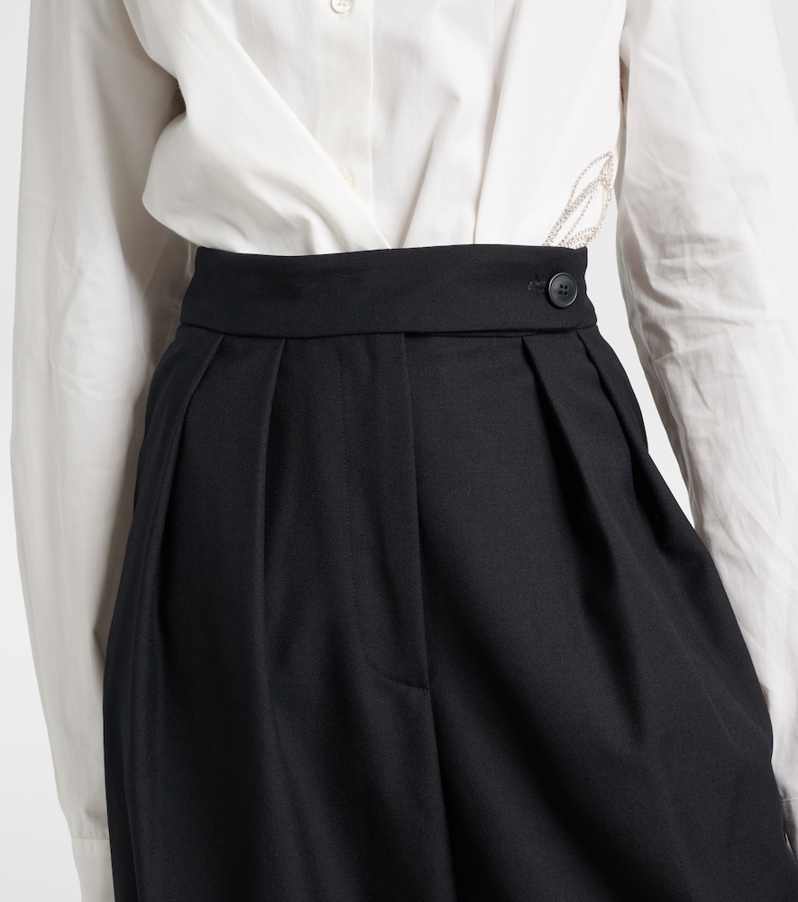 Pleated wool wide-leg pants