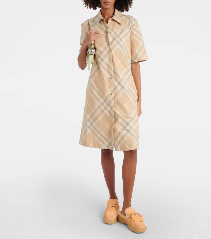 Check cotton shirt dress