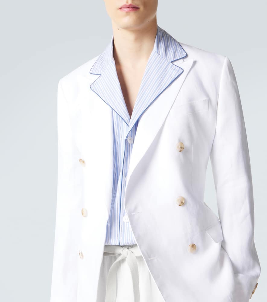 Striped cotton and silk poplin pajama shirt