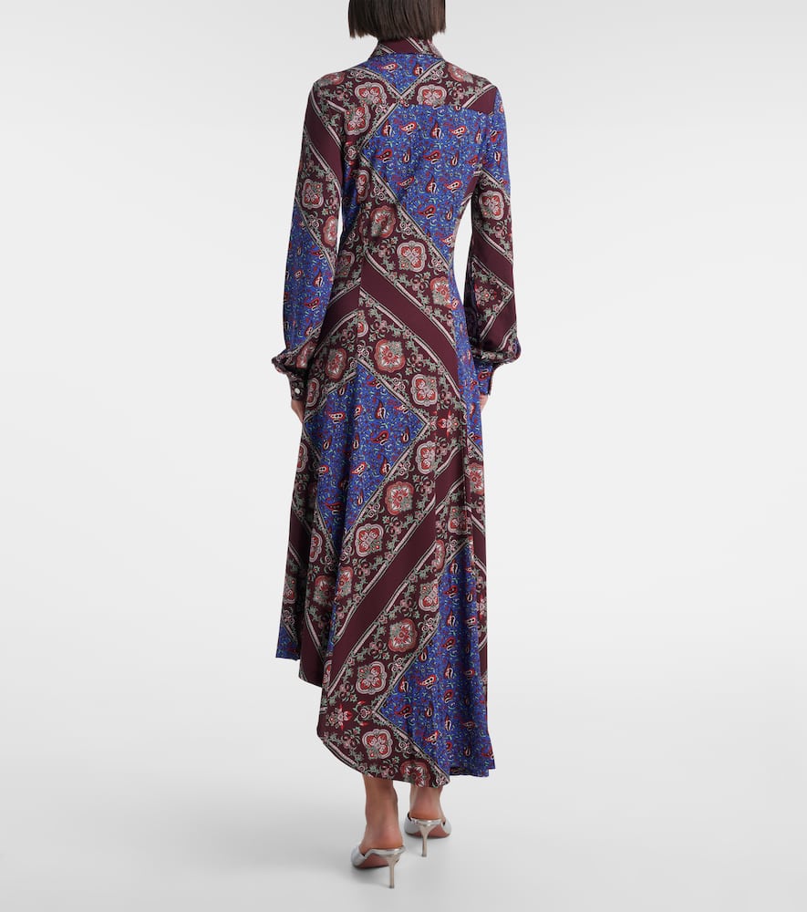 Asymmetric paisley printed midi dress
