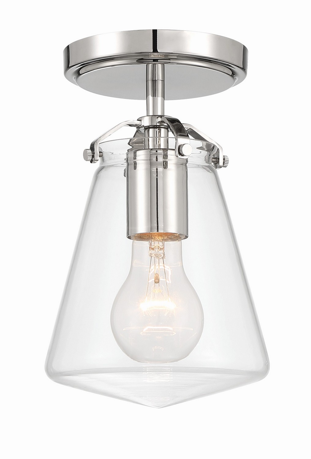 Voss 1-Light Semi-Flush Mount in Polished Nicke