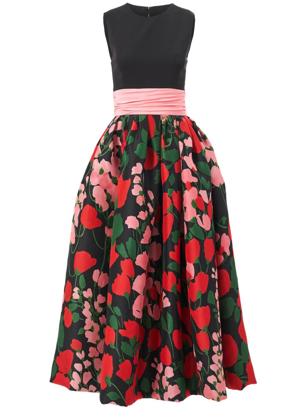 Floral-print midi dress - Black