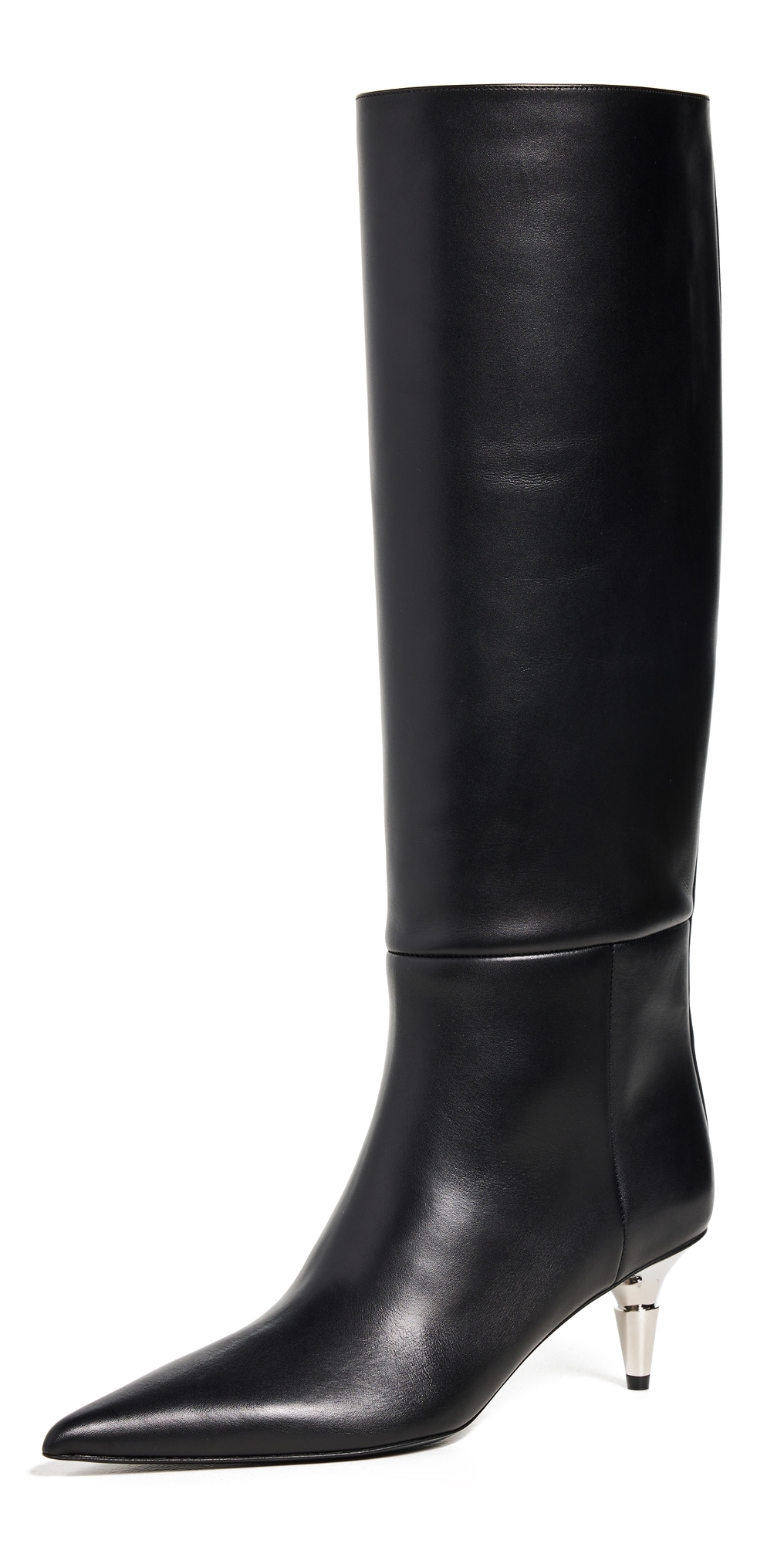Spike Knee High Boots Black