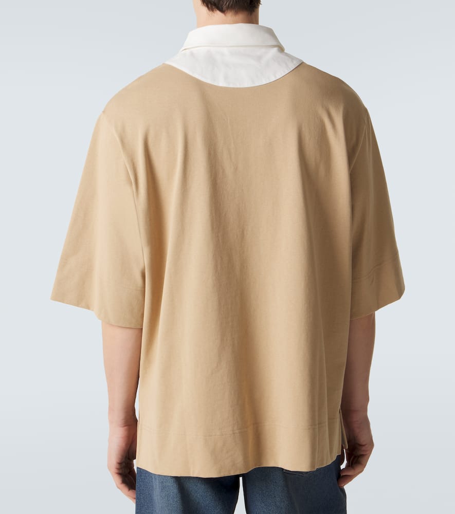 Floral-appliqué cotton jersey polo shirt