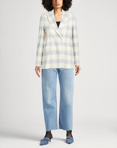 Woman Blazer Ivory Size 8 Cotton, Elastane