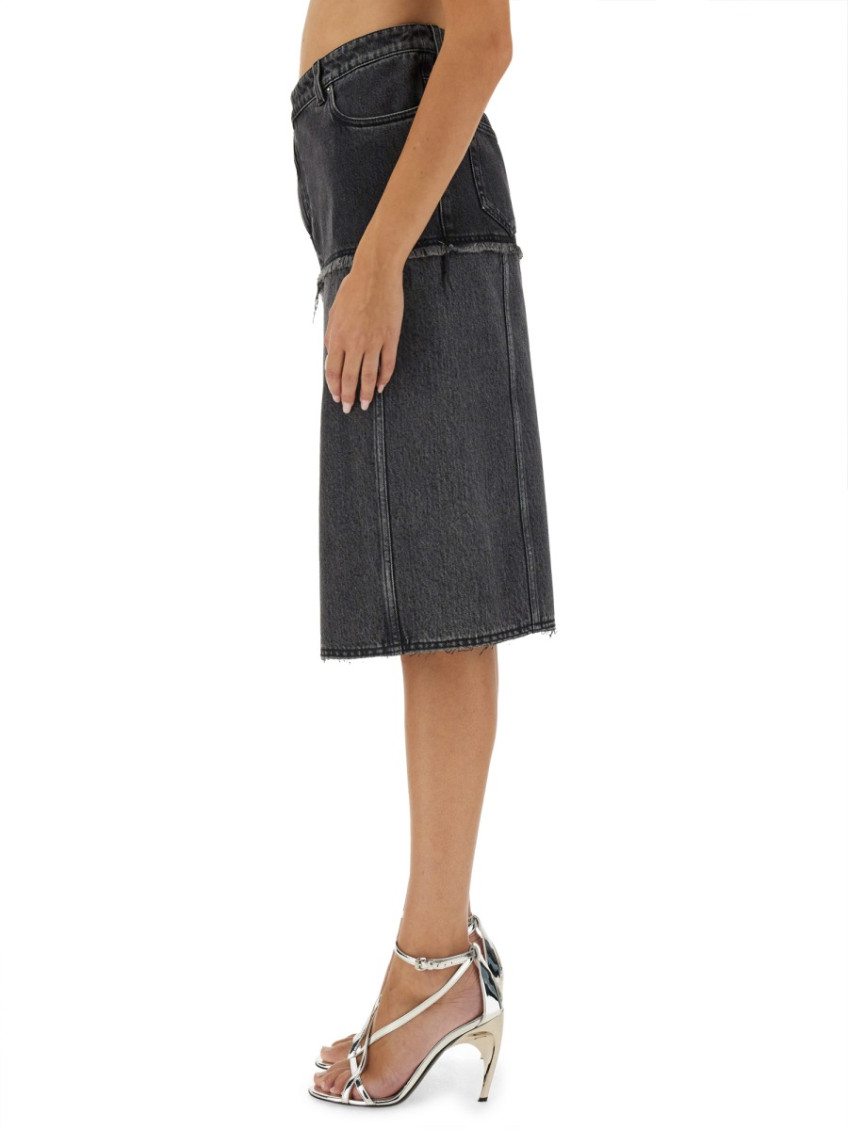 Black Solid Midi Skirt