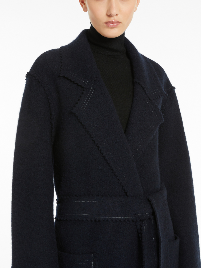 Navy Blue Jene Wool Knit Coat