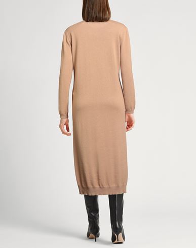 Woman Midi dress Camel Size 10 Virgin Wool, Silk, Cashmere