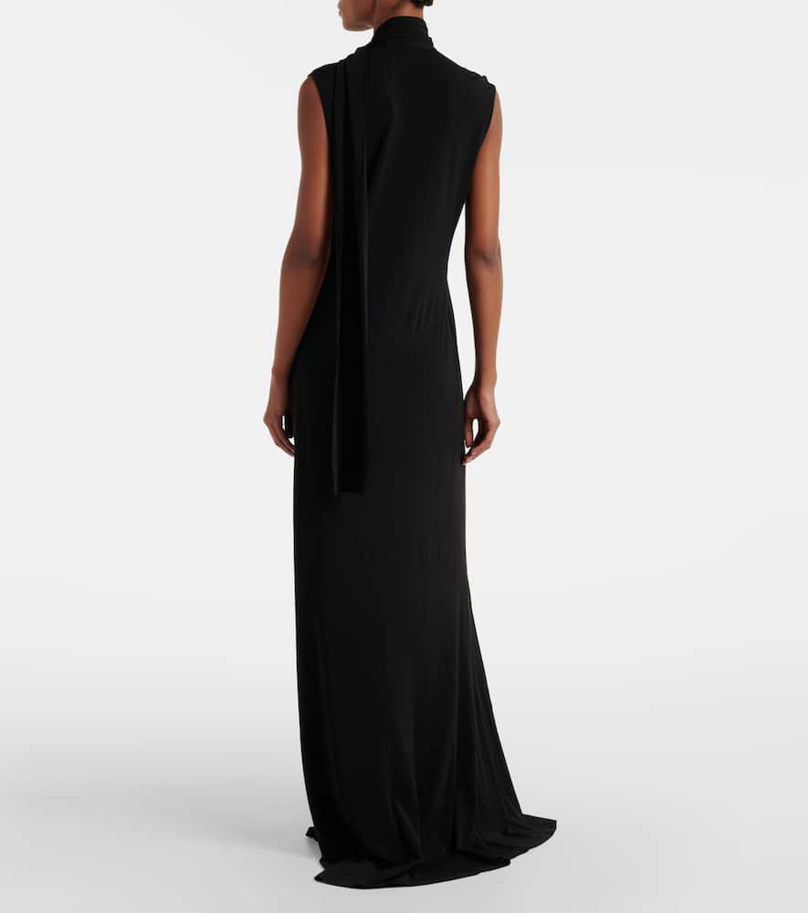 Scarf-detail jersey maxi dress