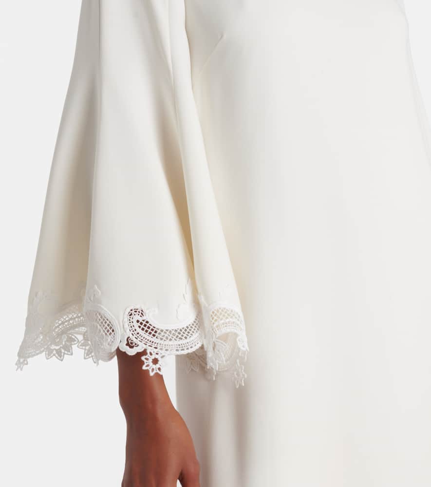 Lace-trimmed silk-blend georgette kaftan