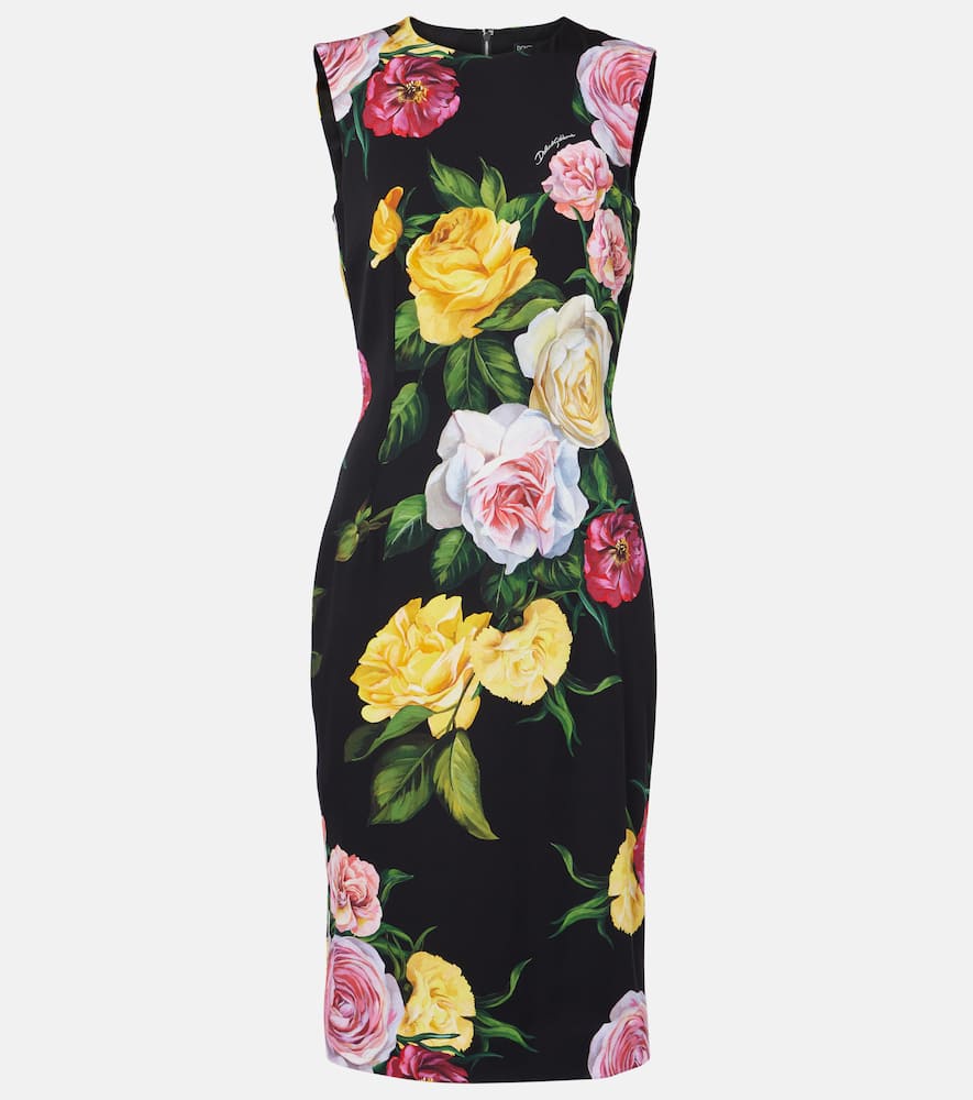 Floral silk-blend midi dress