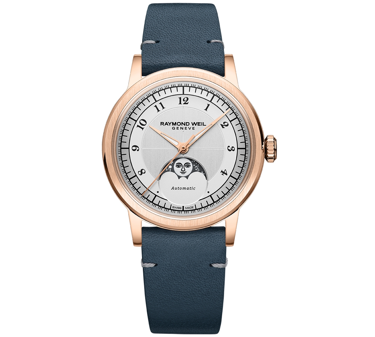 Women's Millesime Automatic Moon Phase Silver Dial Watch 35mm - Silver, Blue, Rose Gold