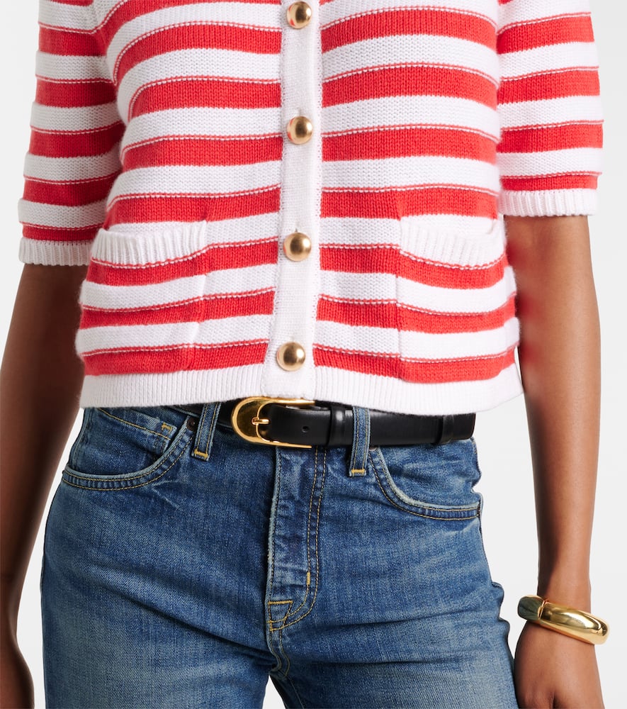 Striped cotton and cashmere cardigan